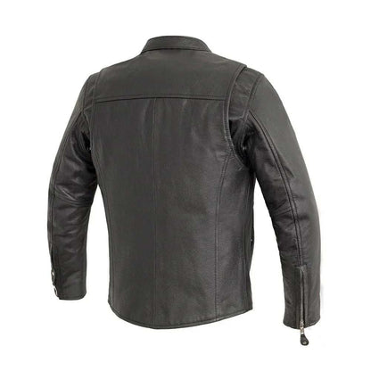 Bambino Kid’s Motorcycle Leather Jacket in soft cowhide with center zipper and zippered sleeves