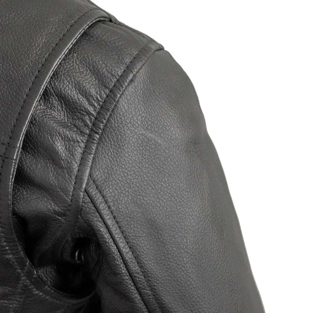 Bambino Kid’s Motorcycle Leather Jacket soft cowhide leather center zip with snap pockets and zippered sleeves for kids riding style