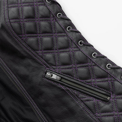 Women Leather Motorcycle Fringe Vest - Lux Ryder