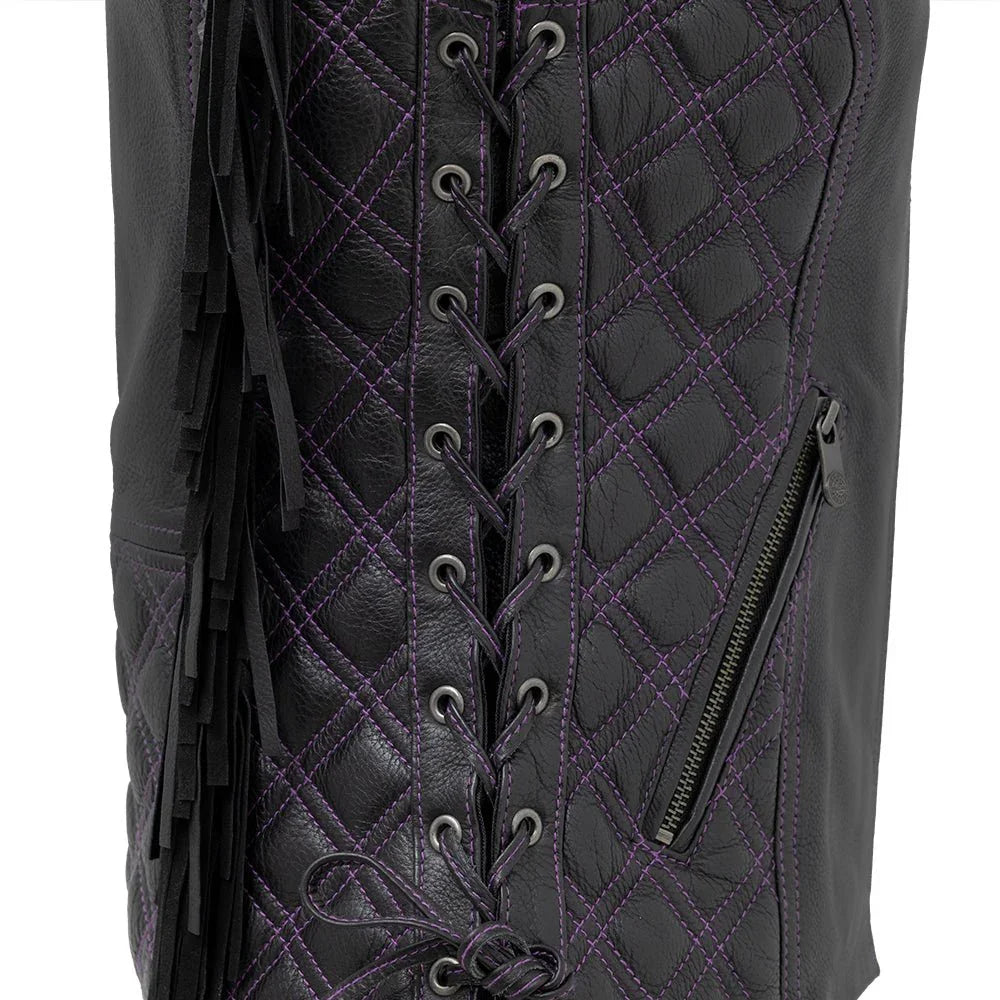 Women Leather Motorcycle Fringe Vest - Lux Ryder