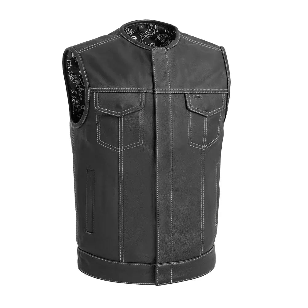 Bandit Men's Leather Motorcycle Vest - Lux Ryder