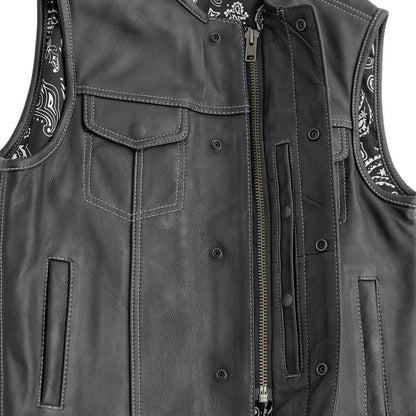 Bandit Men's Leather Motorcycle Vest - Lux Ryder