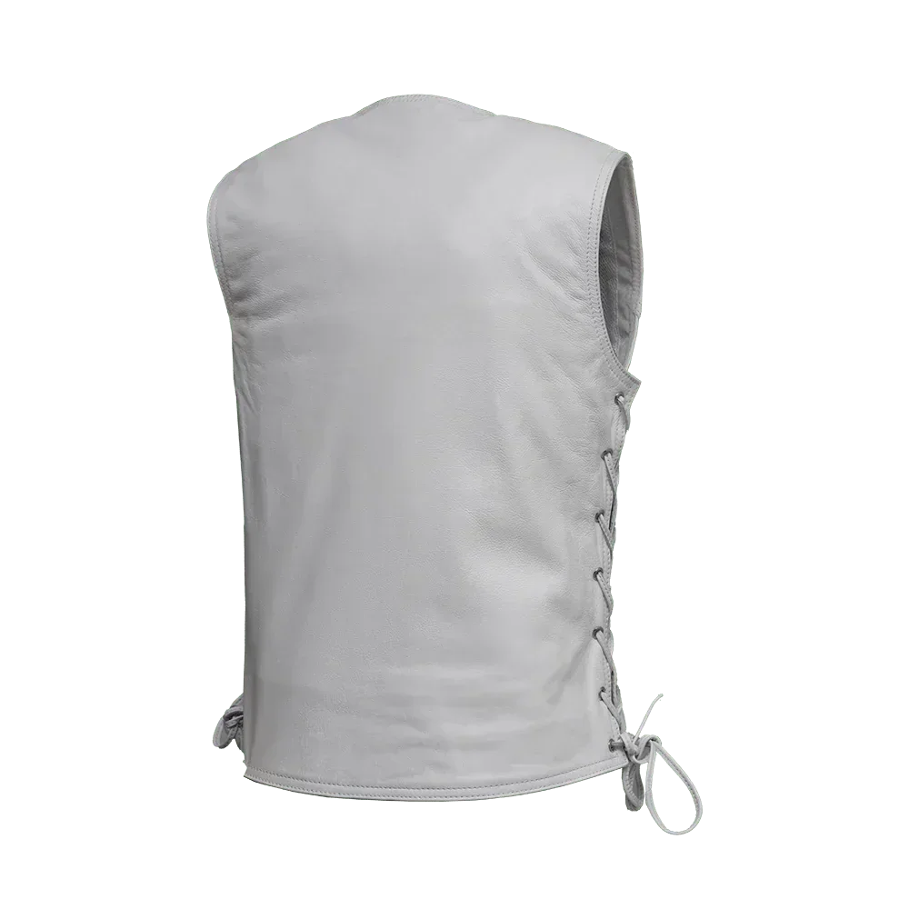 Beryl - Women's Motorcycle Leather Vest - White - Lux Ryder