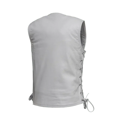 Beryl - Women's Motorcycle Leather Vest - White - Lux Ryder