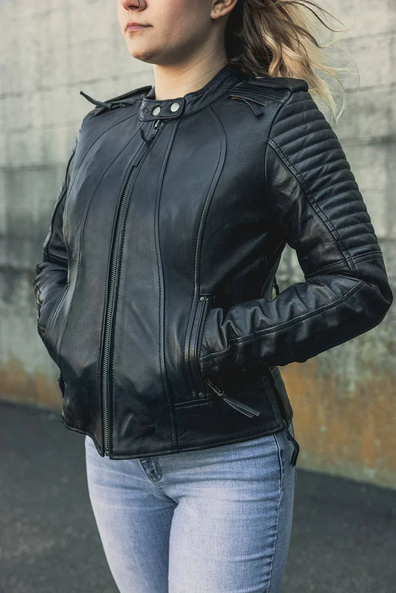 Women’s Lightweight Leather Motorcycle Jacket - Lux Ryder