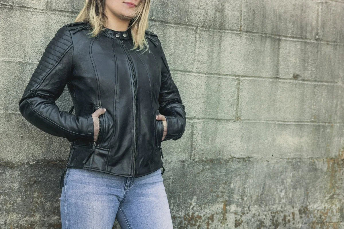 Women’s Lightweight Leather Motorcycle Jacket - Lux Ryder