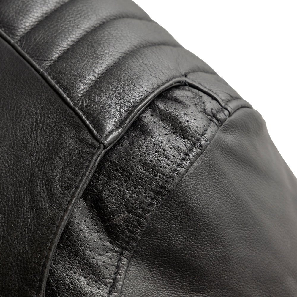 Men Leather Motorcycle Jacket with Perforated Panels - Lux Ryder