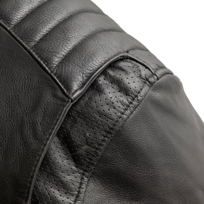 Men Leather Motorcycle Jacket with Perforated Panels - Lux Ryder