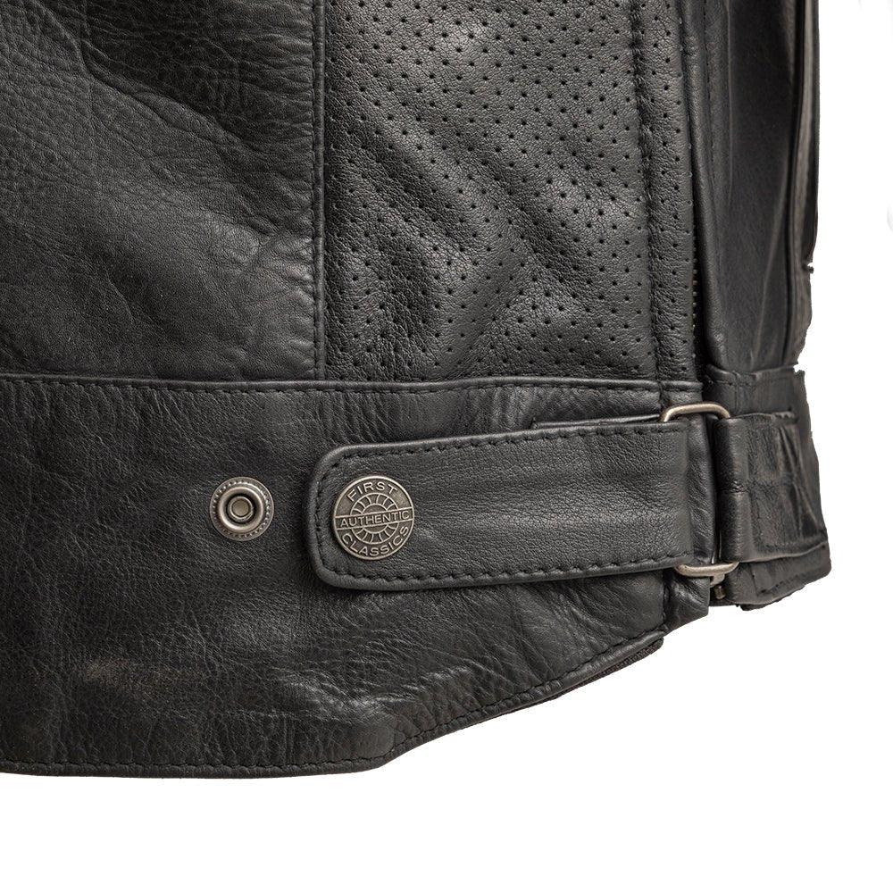 Men Leather Motorcycle Jacket with Perforated Panels - Lux Ryder
