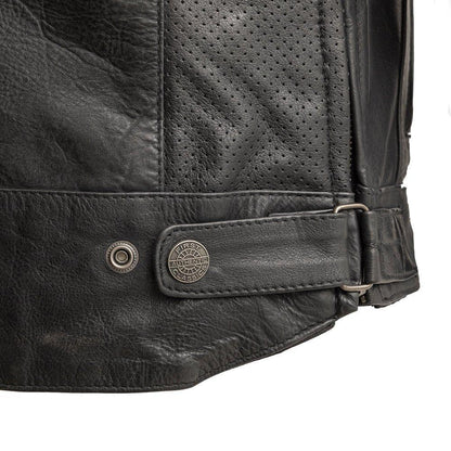 Men Leather Motorcycle Jacket with Perforated Panels - Lux Ryder