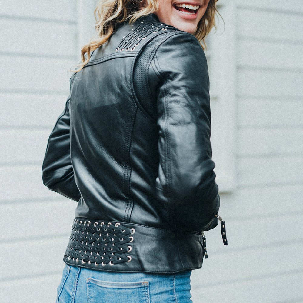 Women’s Lightweight Leather Motorcycle Jacket - Lux Ryder