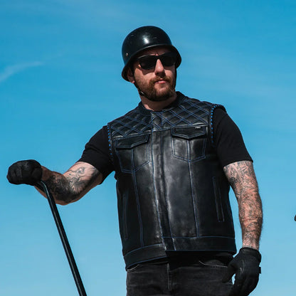 Sinister - Men's Motorcycle Leather Vest - Lux Ryder