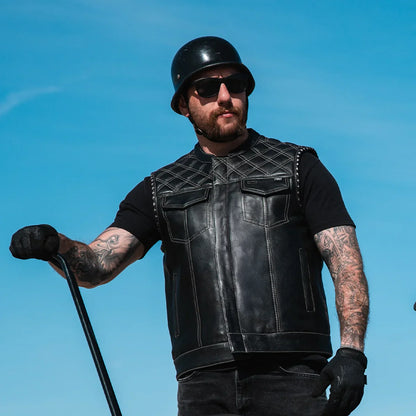 Sinister - Men's Motorcycle Leather Vest - Lux Ryder
