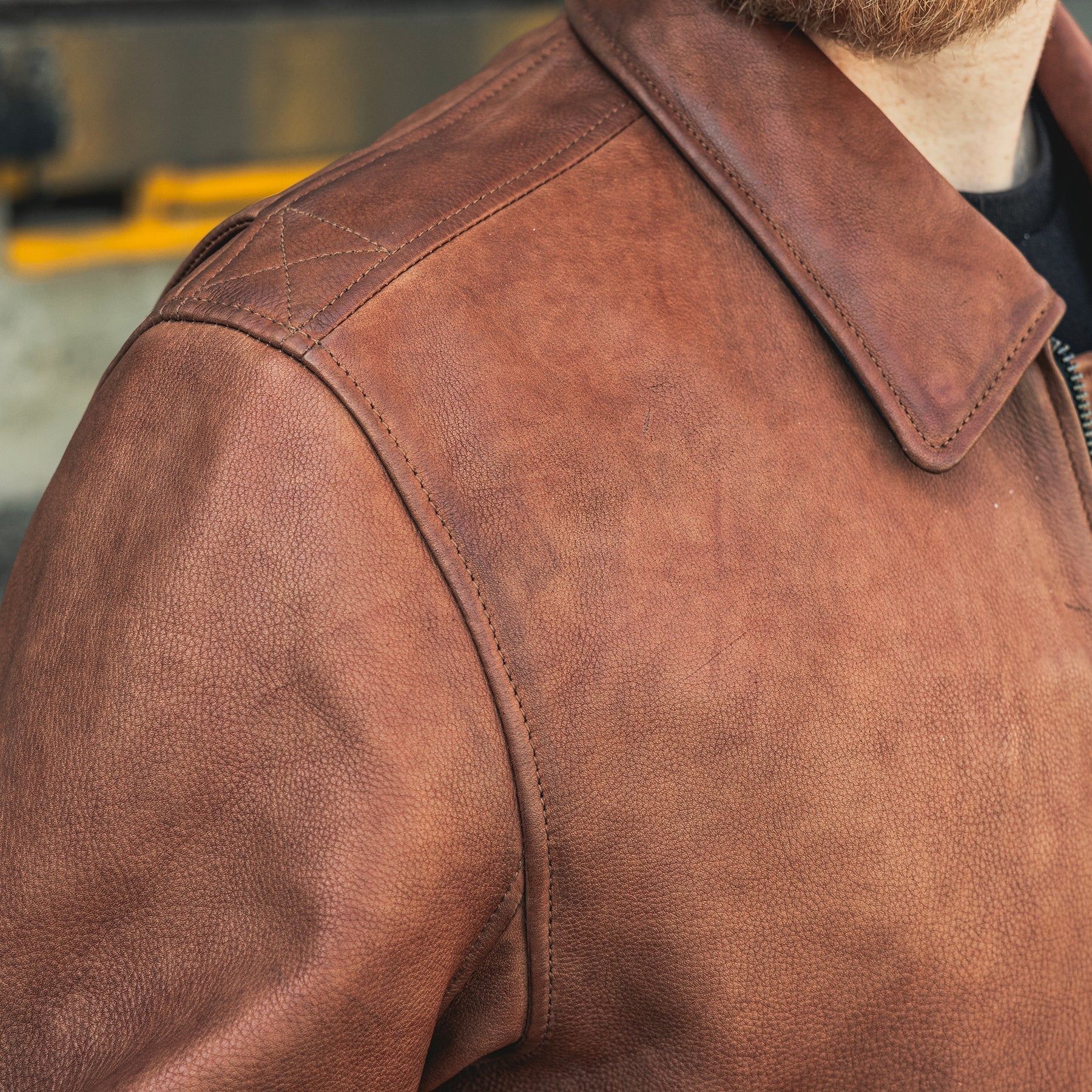 Men’s Leather Motorcycle Bomber Jacket with Armor-Ready Design - Lux Ryder