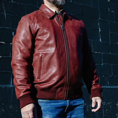 Men’s Leather Motorcycle Bomber Jacket with Armor-Ready Design - Lux Ryder