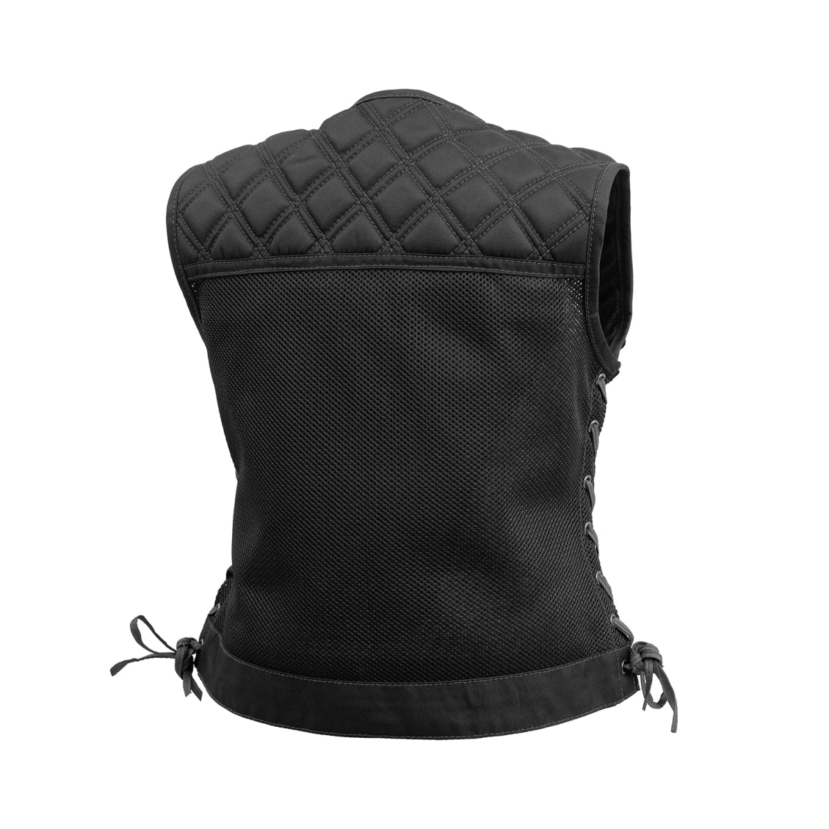 Women Moto Mesh Motorcycle Vest with Diamond Quilted Shoulder - Lux Ryder