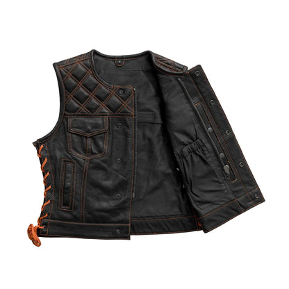 Women Perforated Leather Motorcycle Vest - Lux Ryder