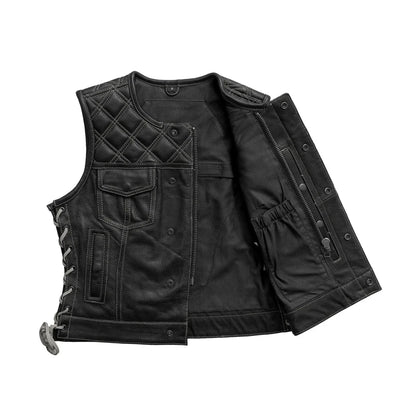 Women Perforated Leather Motorcycle Vest - Lux Ryder