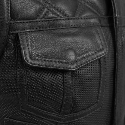 Women Perforated Leather Motorcycle Vest - Lux Ryder