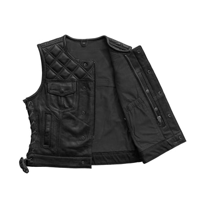 Women Perforated Leather Motorcycle Vest - Lux Ryder