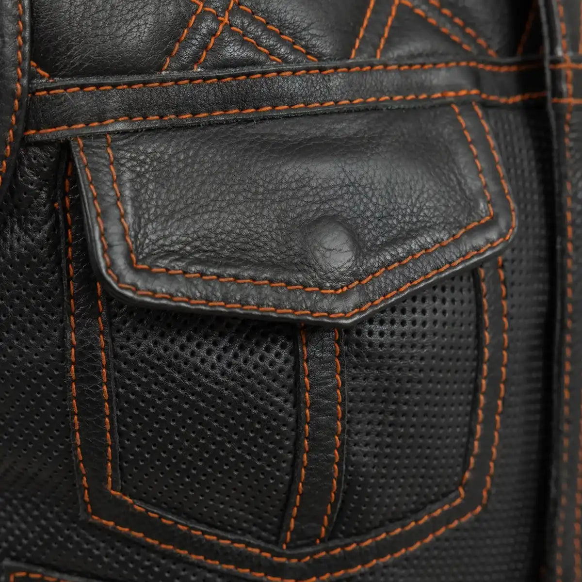 Women Perforated Leather Motorcycle Vest - Lux Ryder