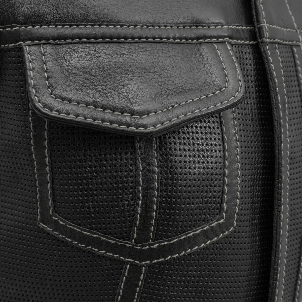 Women Perforated Leather Motorcycle Vest - Lux Ryder