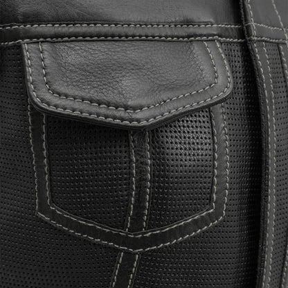 Women Perforated Leather Motorcycle Vest - Lux Ryder