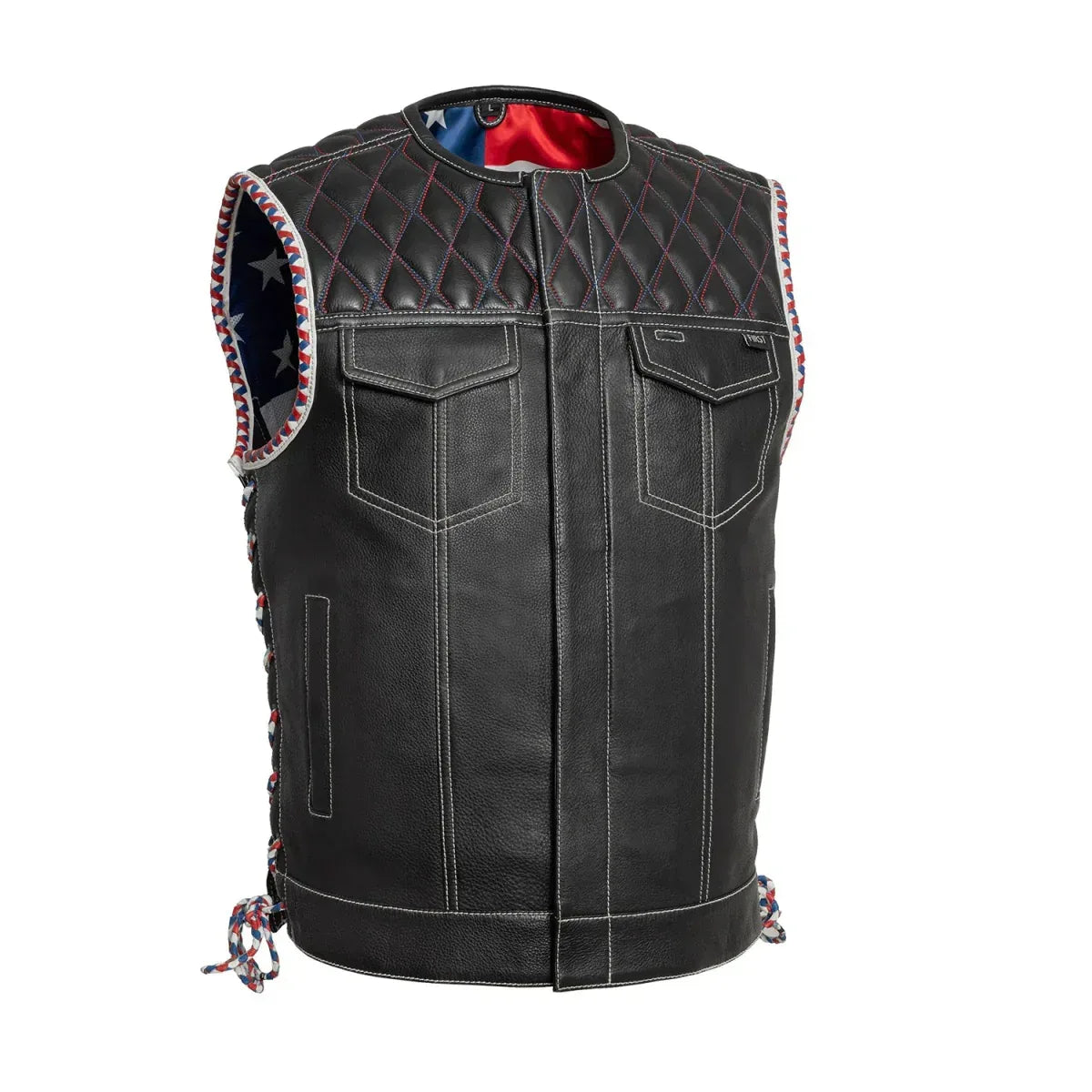 Captain Men's Motorcycle Leather Vest - Lux Ryder