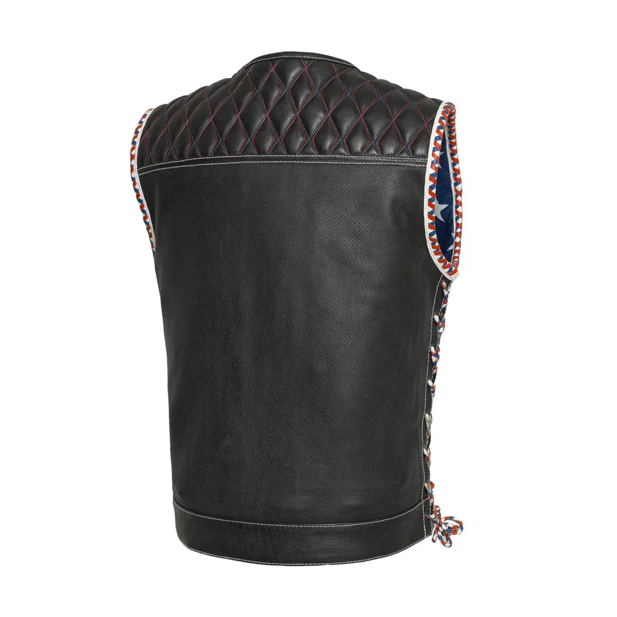 Captain Perforated Men's Motorcycle Leather Vest - Lux Ryder
