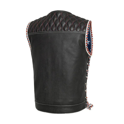Captain Perforated Men's Motorcycle Leather Vest - Lux Ryder