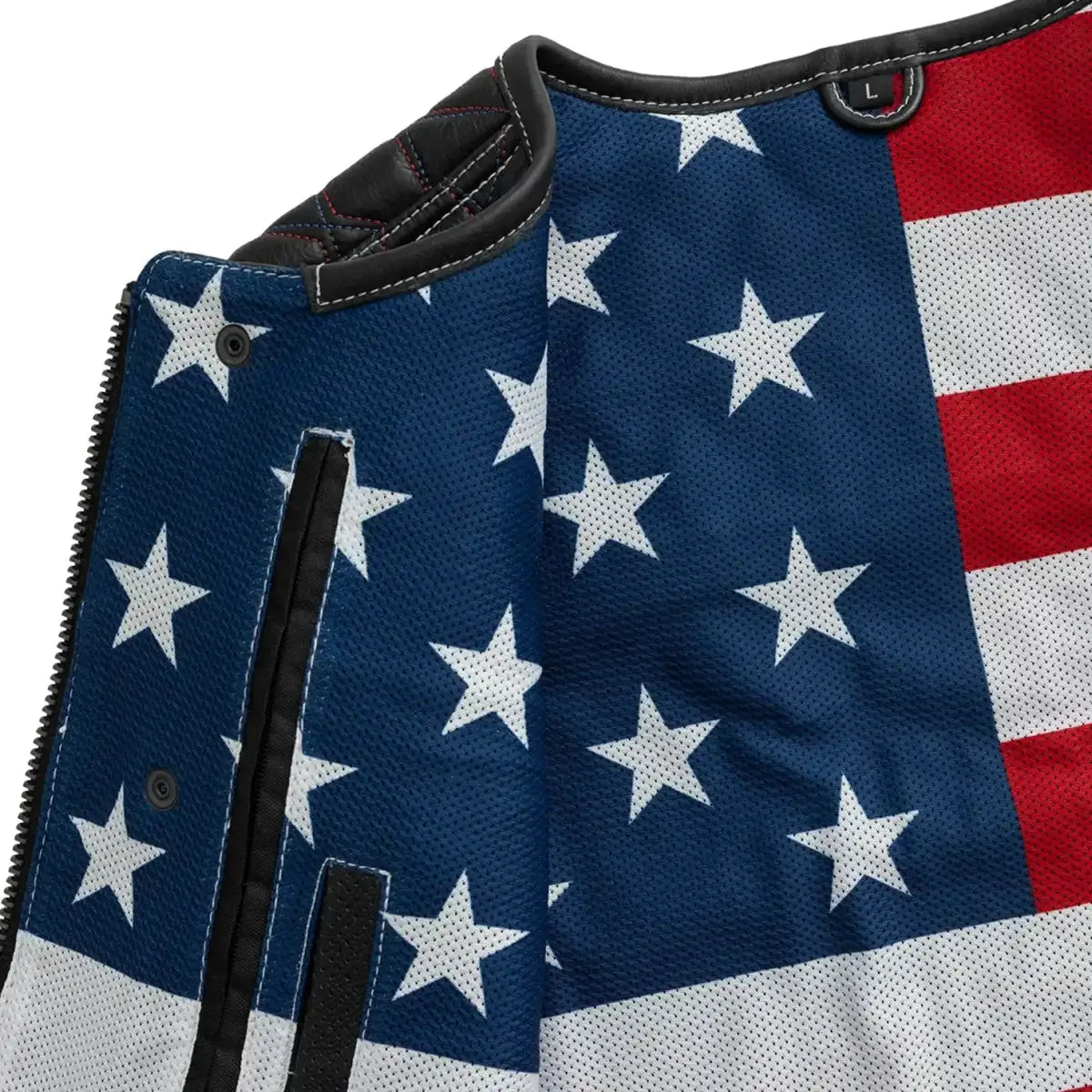 Captain Perforated Men's Motorcycle Leather Vest - Lux Ryder