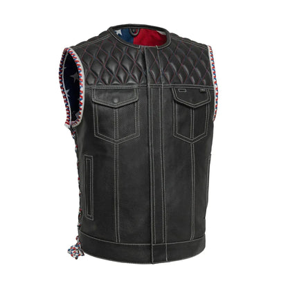 Captain Perforated Men's Motorcycle Leather Vest - Lux Ryder
