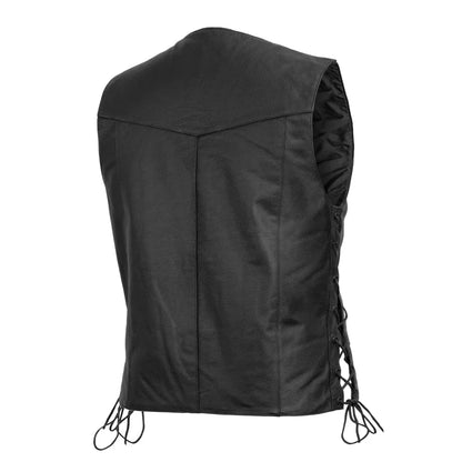 Carbine Men's Western Style Leather Motorcycle Vest - Lux Ryder