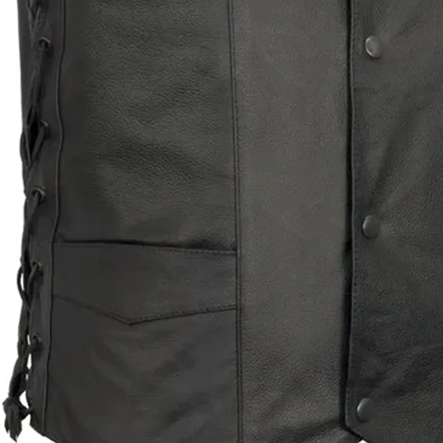 Carbine Men's Western Style Leather Motorcycle Vest - Lux Ryder
