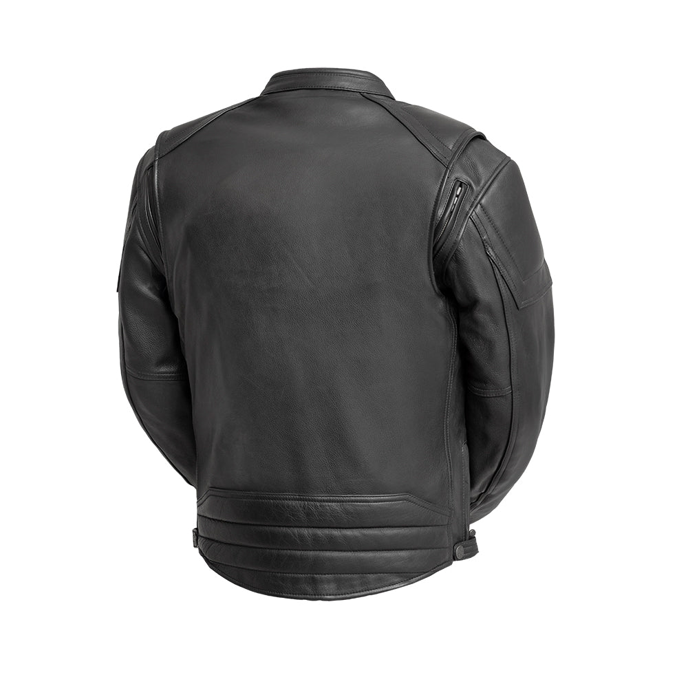 Men Leather Motorcycle Jacket with Padded Panels - Lux Ryder
