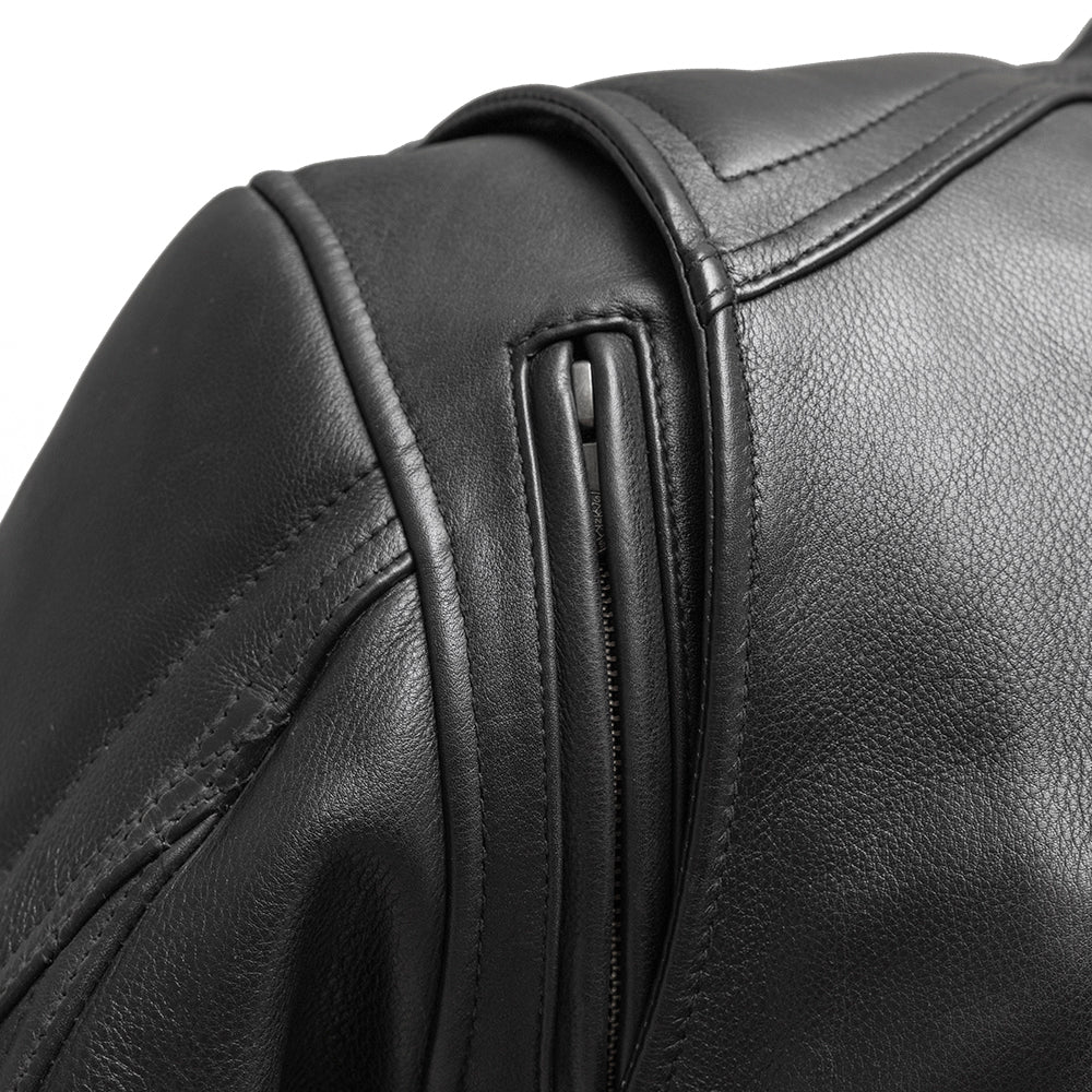 Men Leather Motorcycle Jacket with Padded Panels - Lux Ryder