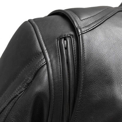 Men Leather Motorcycle Jacket with Padded Panels - Lux Ryder