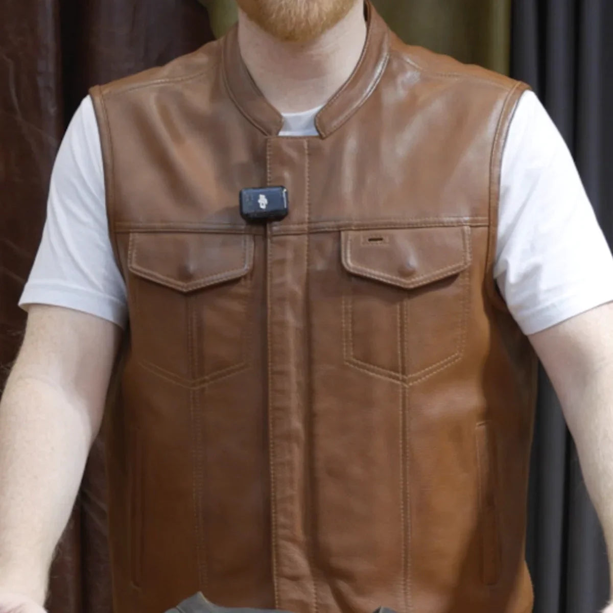 Sharp Shooter Men's Motorcycle Leather Vest - Lux Ryder