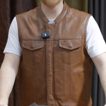 Sharp Shooter Men's Motorcycle Leather Vest - Lux Ryder