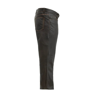 Men’s Leather Riding Pants – Classic Five-Pocket Motorcycle Leather Pants - Lux Ryder
