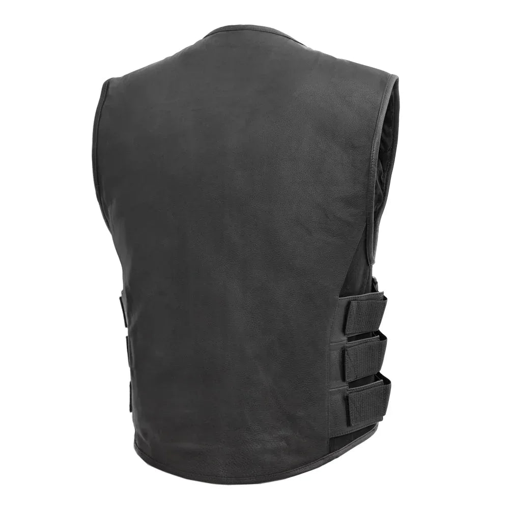 Commando Men's Leather Swat Style Motorcycle Vest - Lux Ryder