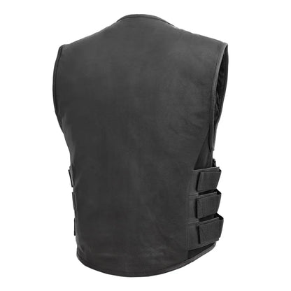 Commando Men's Leather Swat Style Motorcycle Vest - Lux Ryder