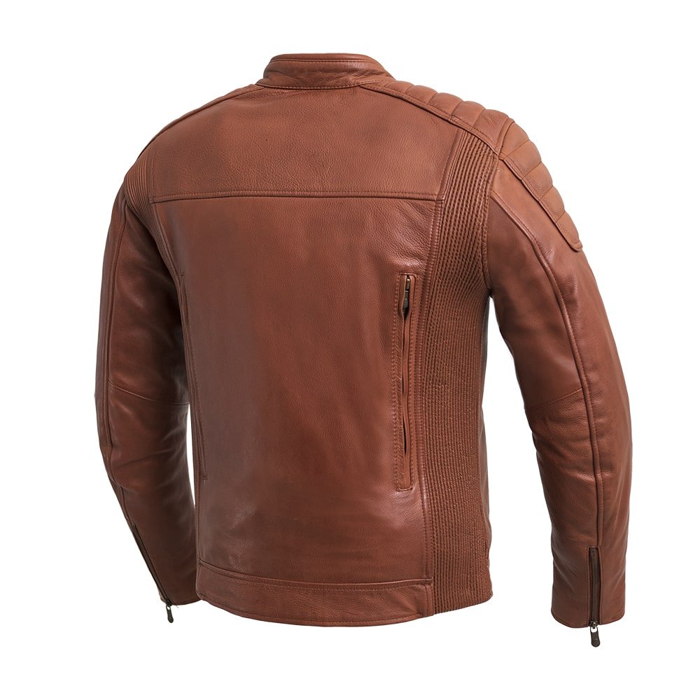 Men Leather Motorcycle Jacket with Waxed Finish - Lux Ryder