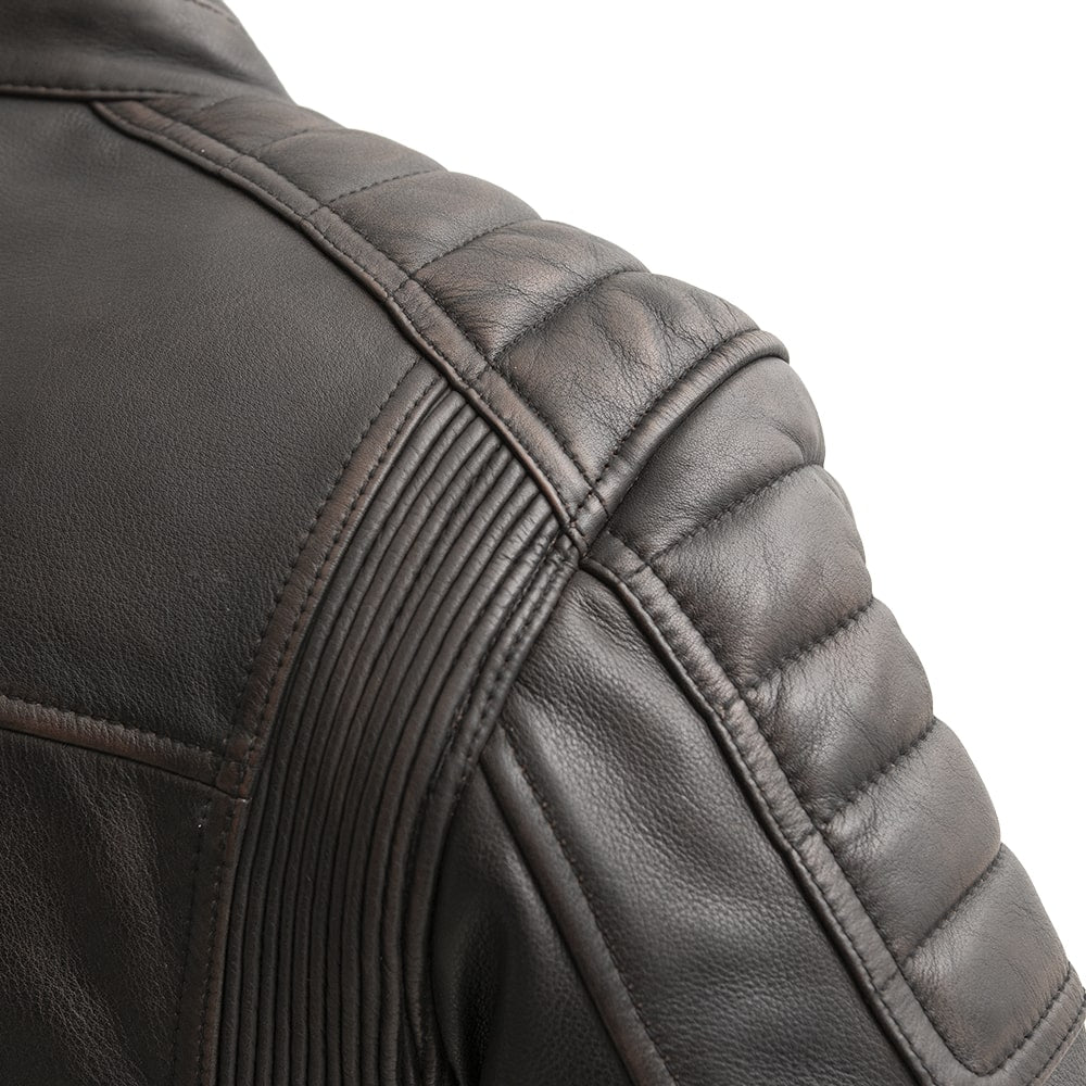 Men Leather Motorcycle Jacket with Waxed Finish - Lux Ryder