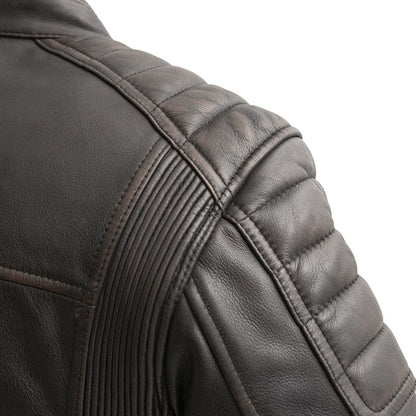 Men Leather Motorcycle Jacket with Waxed Finish - Lux Ryder
