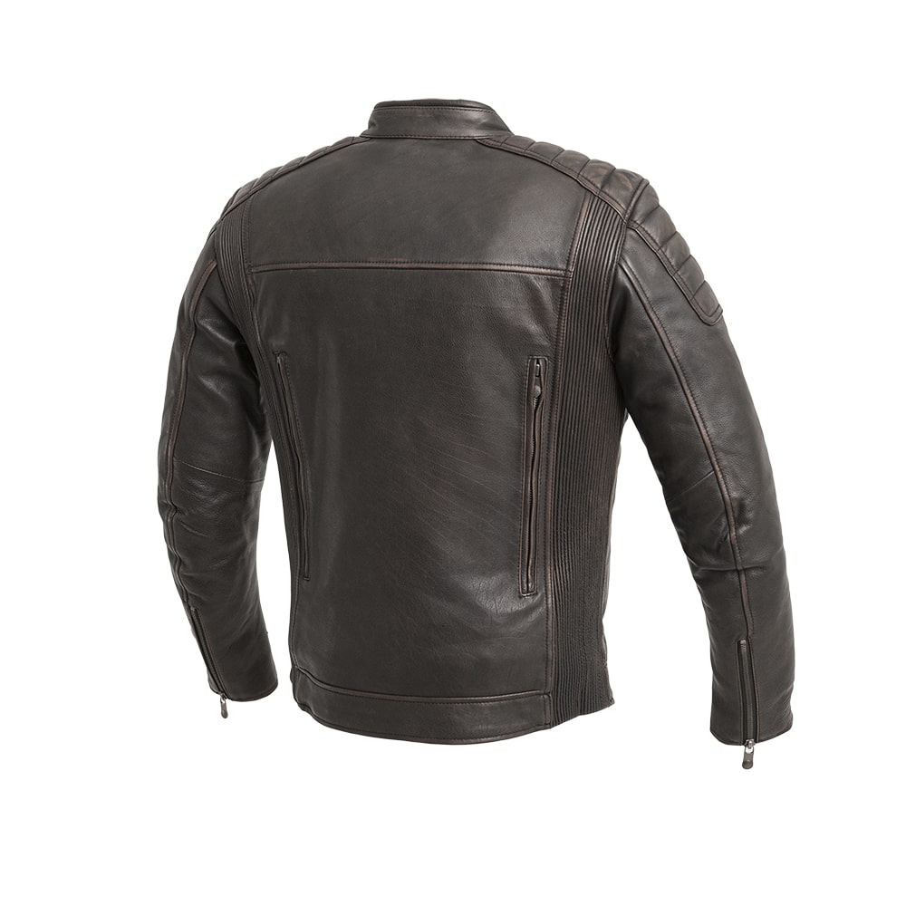 Men Leather Motorcycle Jacket with Waxed Finish - Lux Ryder