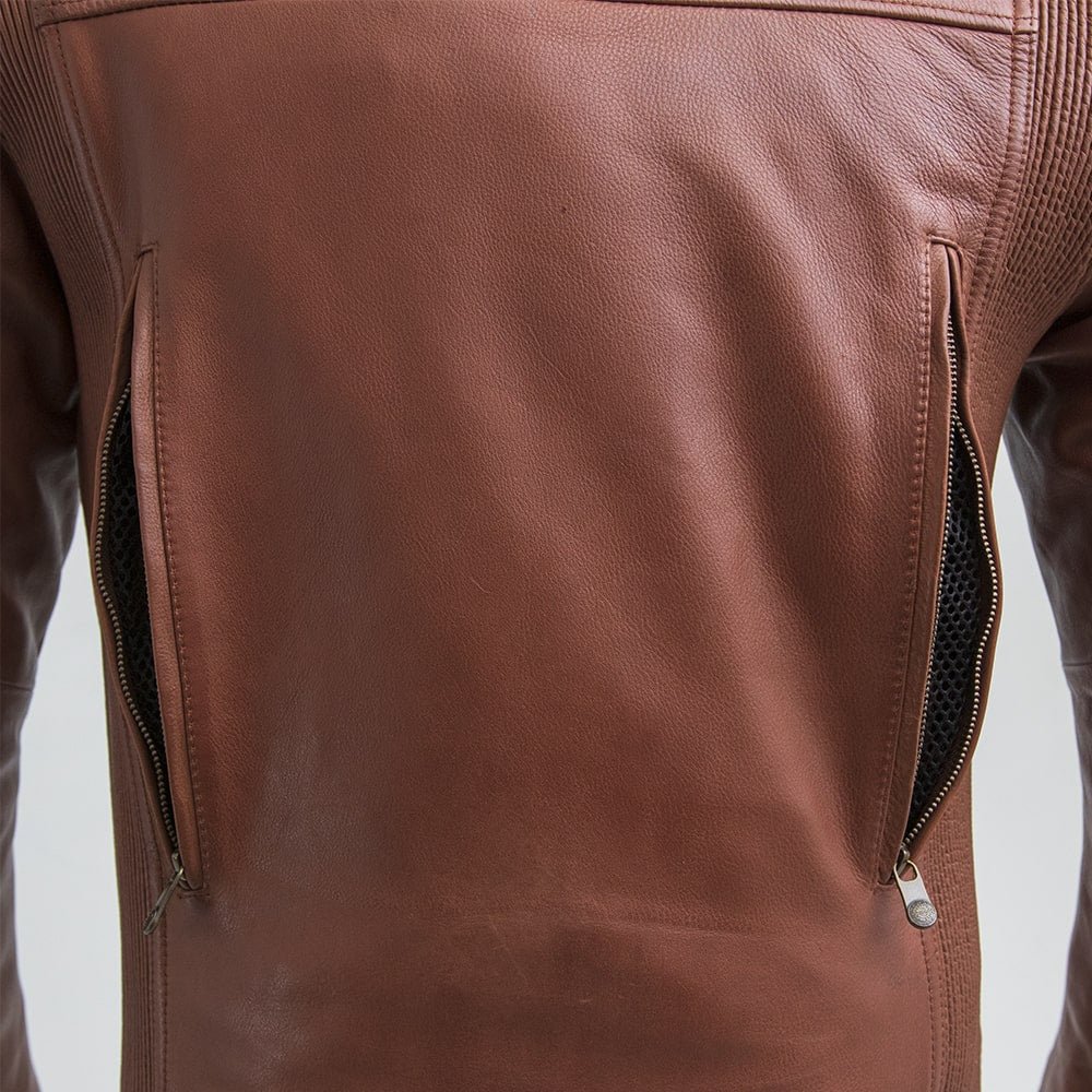 Men Leather Motorcycle Jacket with Waxed Finish - Lux Ryder