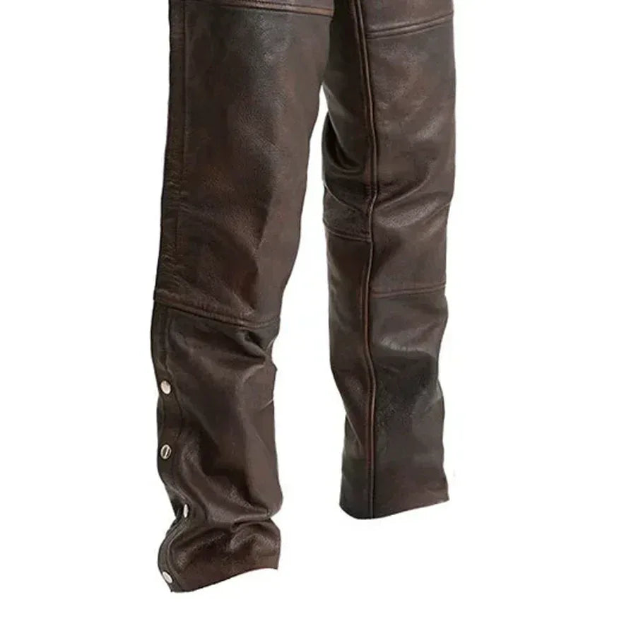 Dakota-Style Leather Chaps for Motorcycles – Unisex Biker Riding Chaps - Lux Ryder
