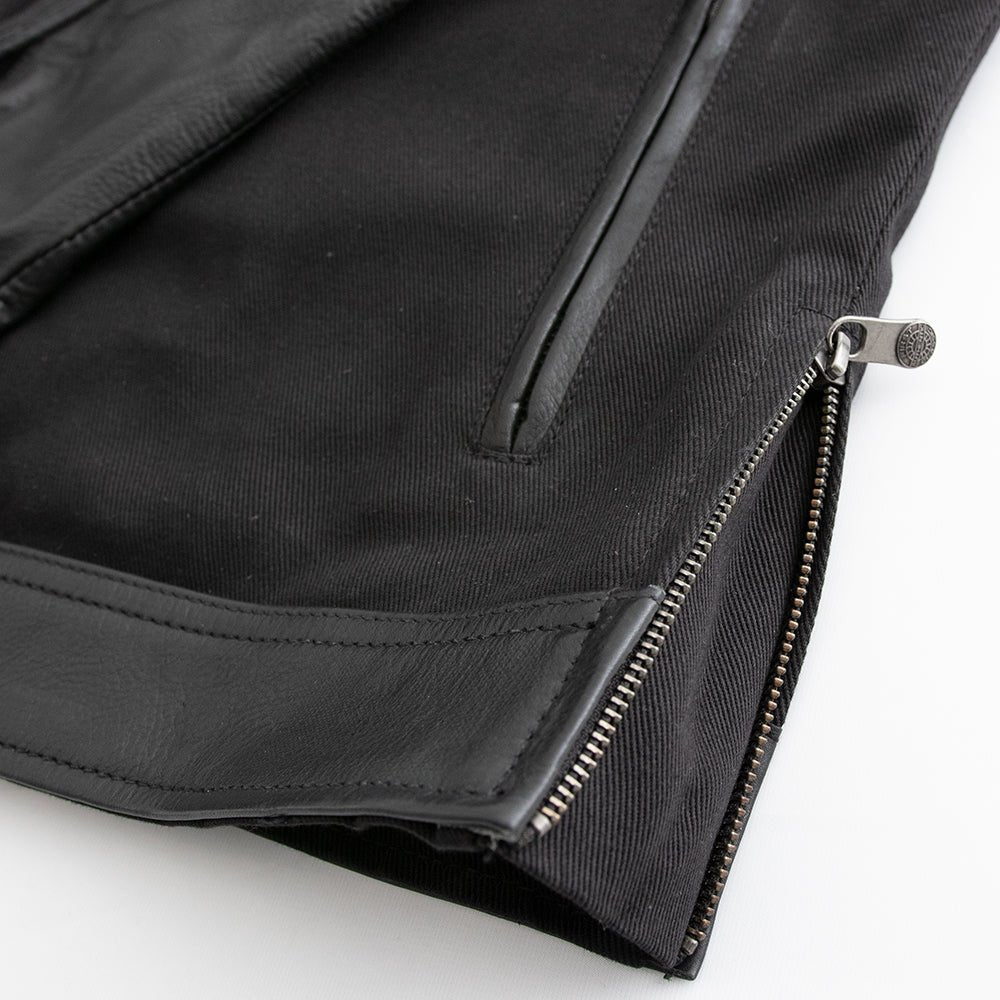 Men Motorcycle Twill and Leather Jacket for Warm Weather - Lux Ryder