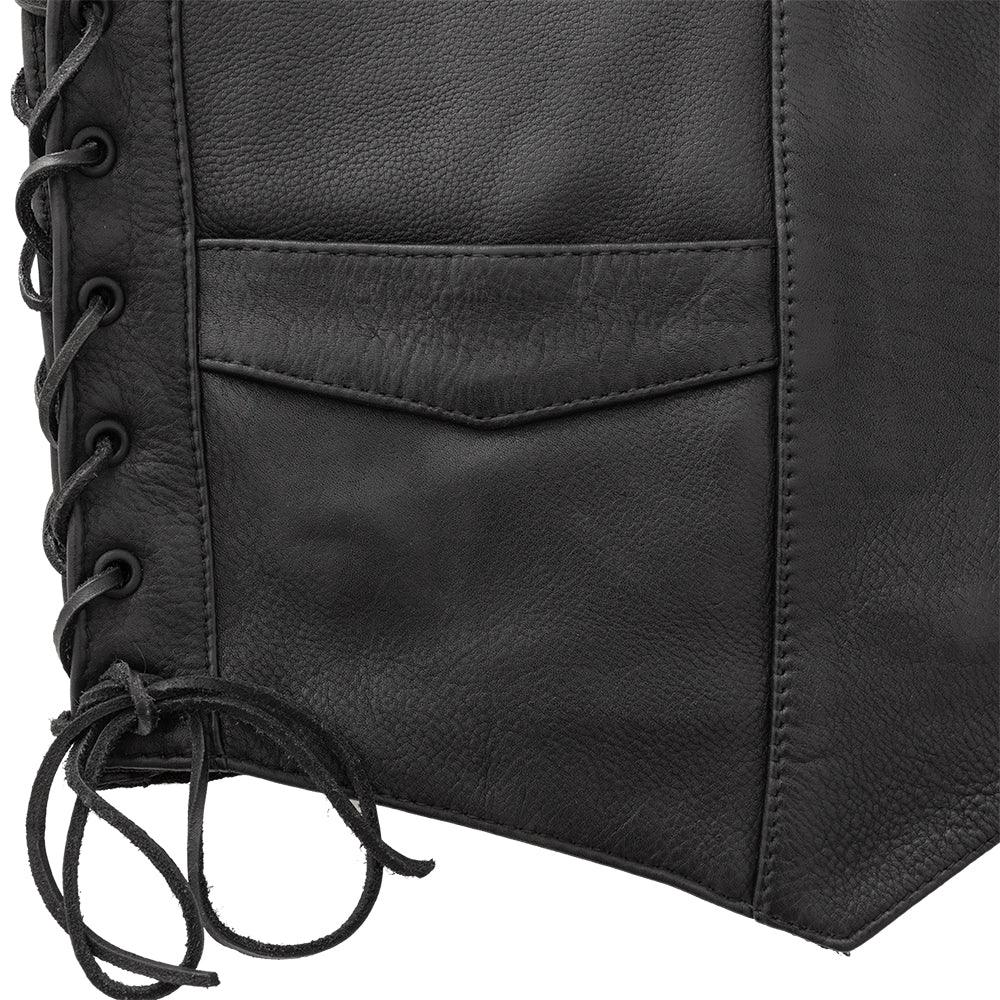 Deadwood Men's Motorcycle Western Style Leather Vest - Lux Ryder